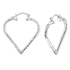 Womens Sterling Silver .925 Heart Hoop Earrings